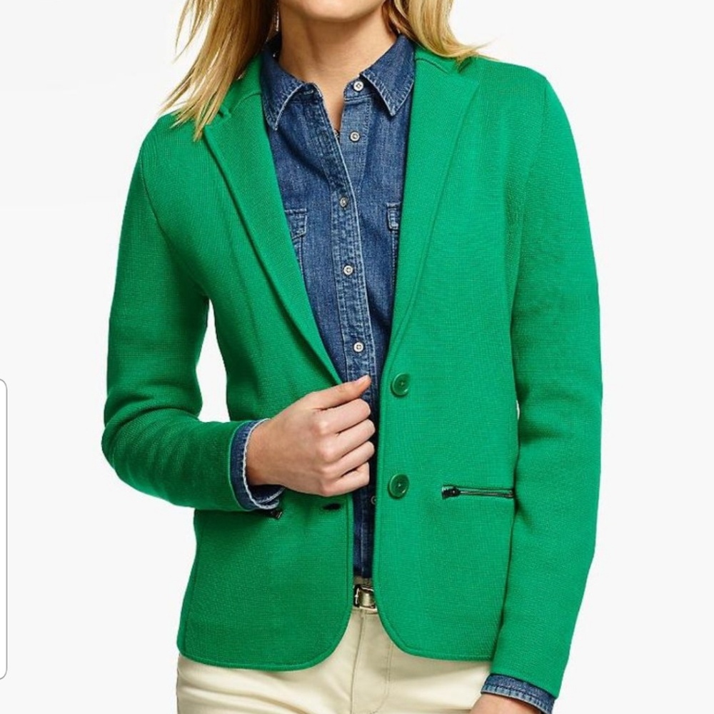 Talbots sweater blazer in bright emerald green